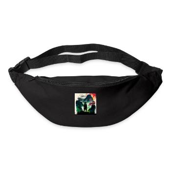 samourai peinture à l'eau - Sac banane - noir - Devant