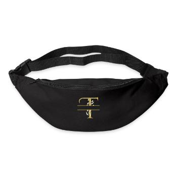Personalized floral gold letter T - Bum bag - black - Front