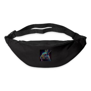 Lapin coloré, design unique - Sac banane - noir - Devant