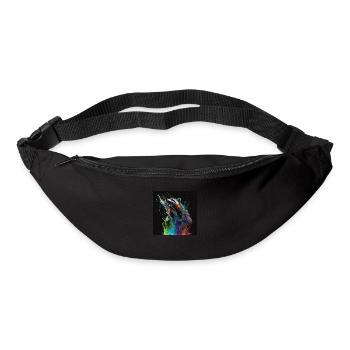 Raton laveur coloré, design unique - Sac banane - noir - Devant