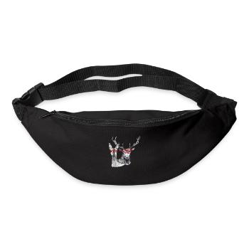 Cerfs et biche - Sac banane - noir - Devant