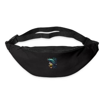 Cool pike with beer motif for anglers - Bum bag - black - Front