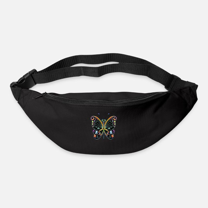 Papillon coloré - Sac banane - noir