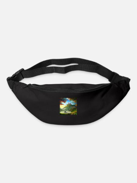Painting of a fantasy landscape at sunrise - Bum bag - black