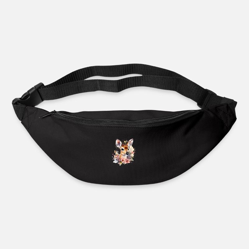 Cerf fleuri - Sac banane - noir