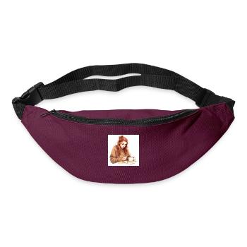 Coffee Serenade: Captivating Drawing of a Woman - Bum bag - burgundy - Front