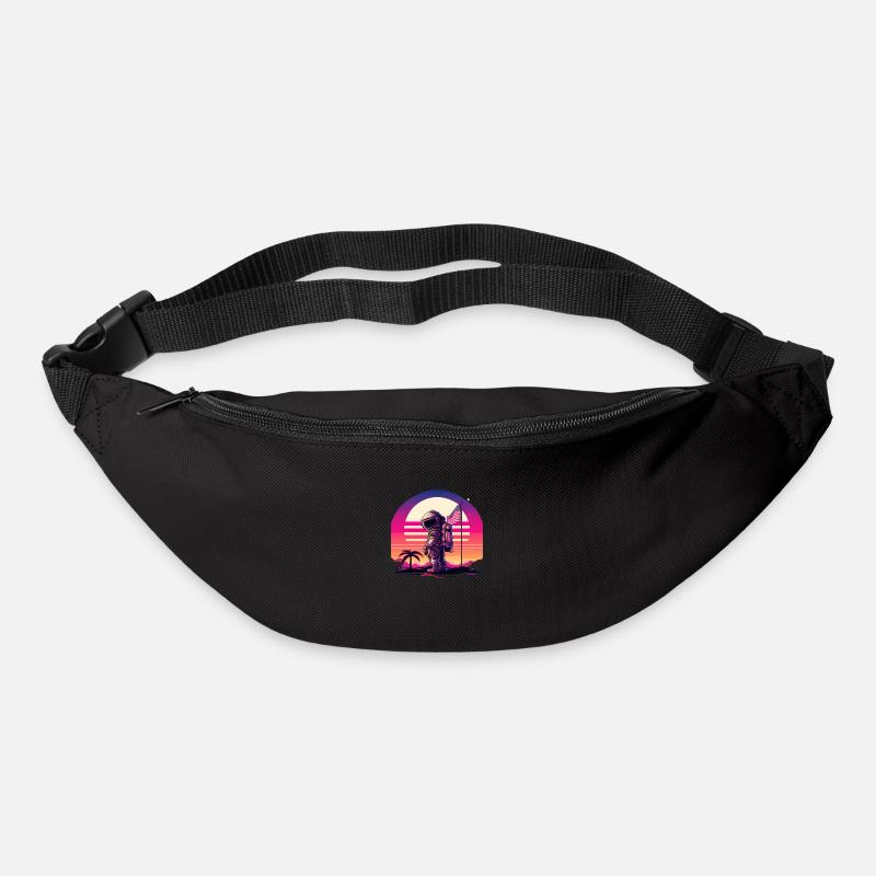 Synthwave Astronaut Space Sunset - Sac banane - noir
