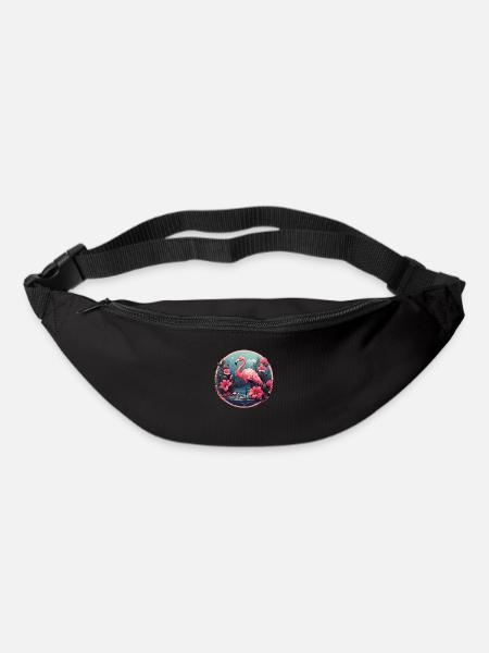 Floraler Flamingo - Gürteltasche - Schwarz
