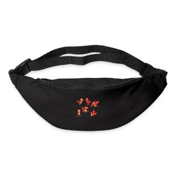 Oiseau de dessin animé rouge avec différentes poses - Sac banane - noir - Devant