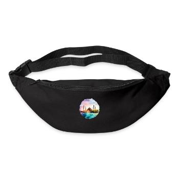 Architecture turque, peinture, couleurs - Sac banane - noir - Devant