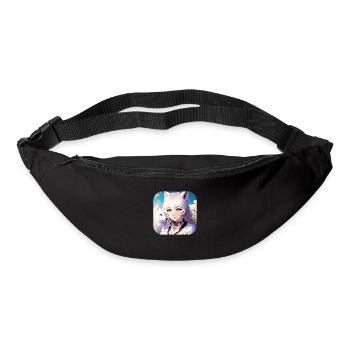 Anime Neko Girl und süßer weißer Hund - Gürteltasche - Schwarz - Vorne