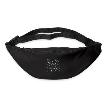 Fond transparent floral bleu - Sac banane - noir - Devant