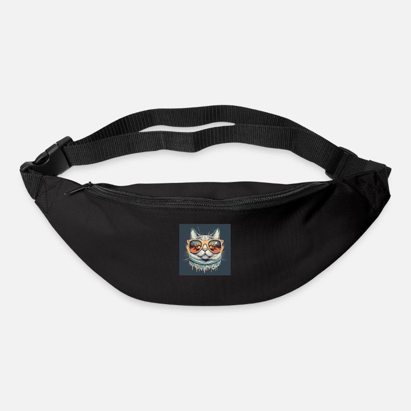 lustige Katze bunte Brille - Gürteltasche - Schwarz