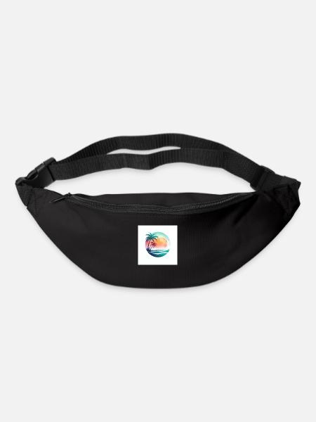Beach sunset with palm trees - Bum bag - black