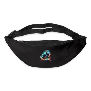 loup et montagne - nature protecteur - Sac banane - noir - Devant