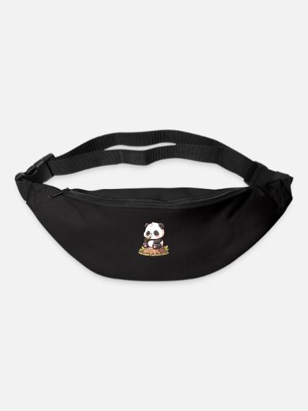 Panda mit Bambus - Gürteltasche - Schwarz