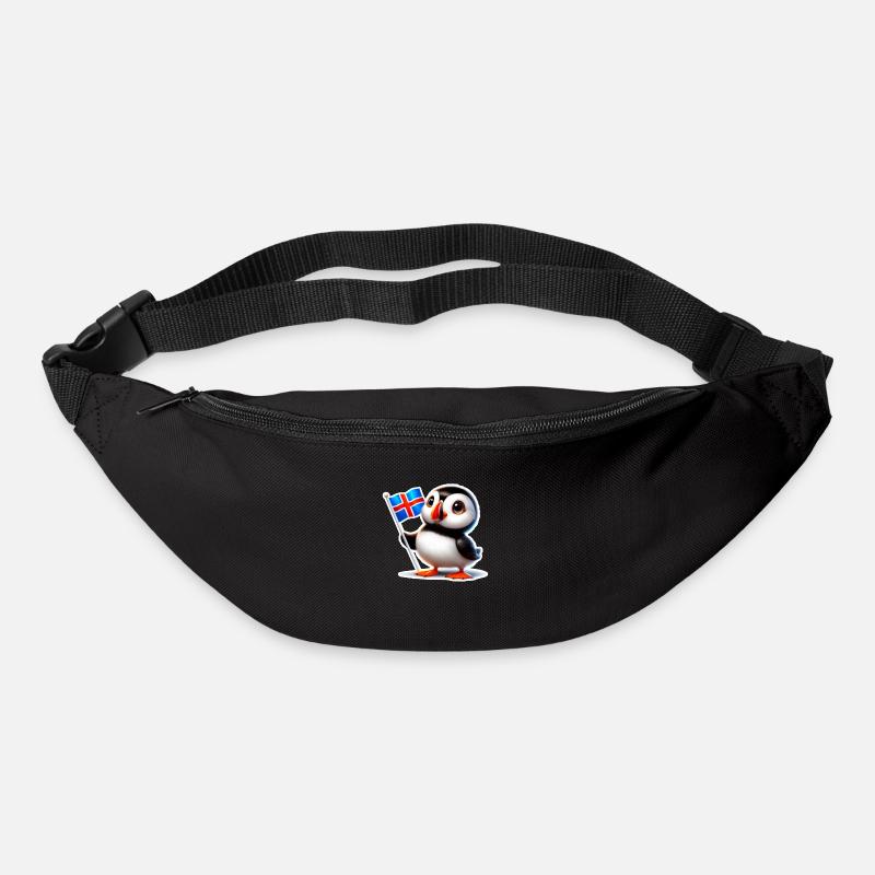 Süßer Papageitaucher mit isländischer Flagge - Gürteltasche - Schwarz