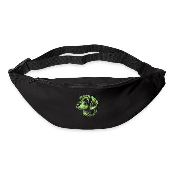 teckel à poil dur teckel à poil dur dessin tête vert - Sac banane - noir - Devant