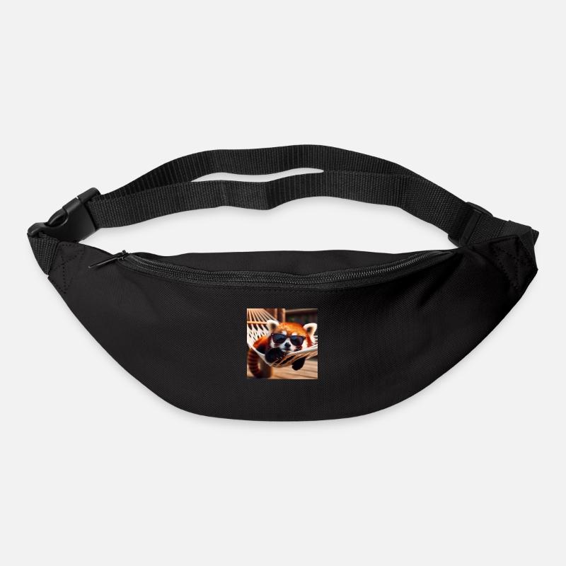 Roter Pandabär mit Sonnenbrille in Hängematte - Gürteltasche - Schwarz