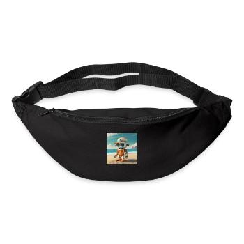 niedlicher kleiner orangefarbener futuristischer Vintage-Roboter - Gürteltasche - Schwarz - Vorne