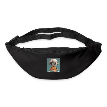 mignon petit robot vintage futuriste orange - Sac banane - noir - Devant