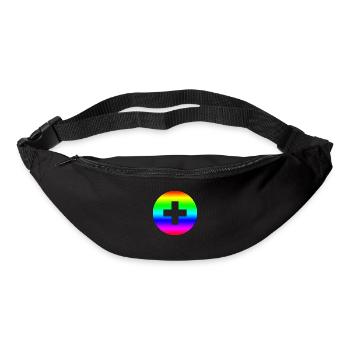 Arc-en-ciel rond plus croix - Sac banane - noir - Devant