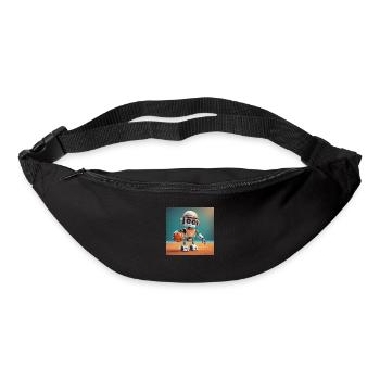 Niedlicher kleiner orangefarbener futuristischer Vintage-Roboter – Spielen - Gürteltasche - Schwarz - Vorne