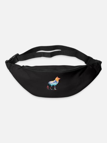 Wolf silhouette landscape art deco - Bum bag - black