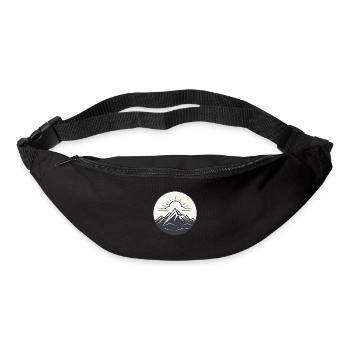 Minimalist drawn mountains, sun and clouds - Bum bag - black - Front