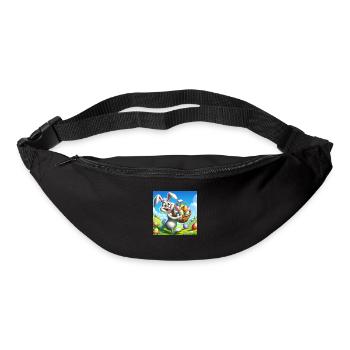 ein fröhlicher osterhase auf einer grüner Wiese - Gürteltasche - Schwarz - Vorne
