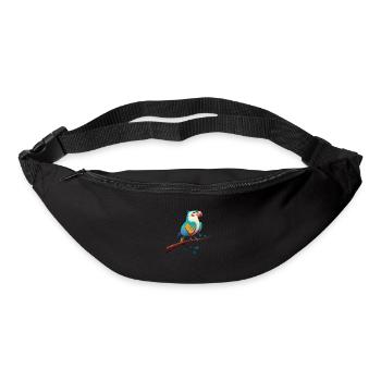 illustration d'un perroquet sur une branche - Sac banane - noir - Devant