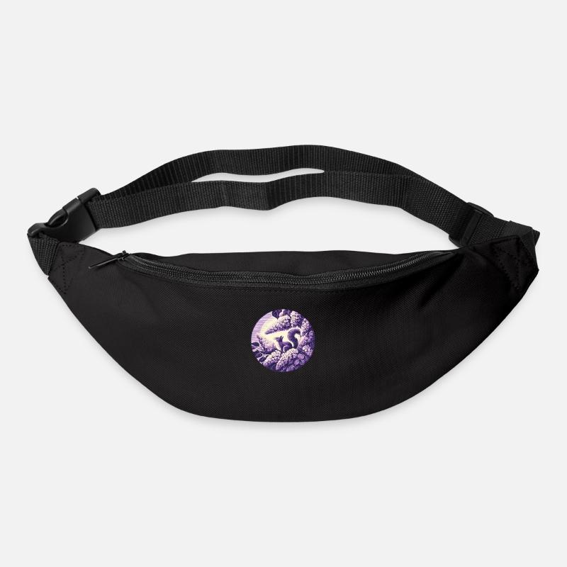 Flieder-Eichhörnchen-Kunst - Gürteltasche - Schwarz