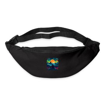 Father and son watching the moon - Bum bag - black - Front