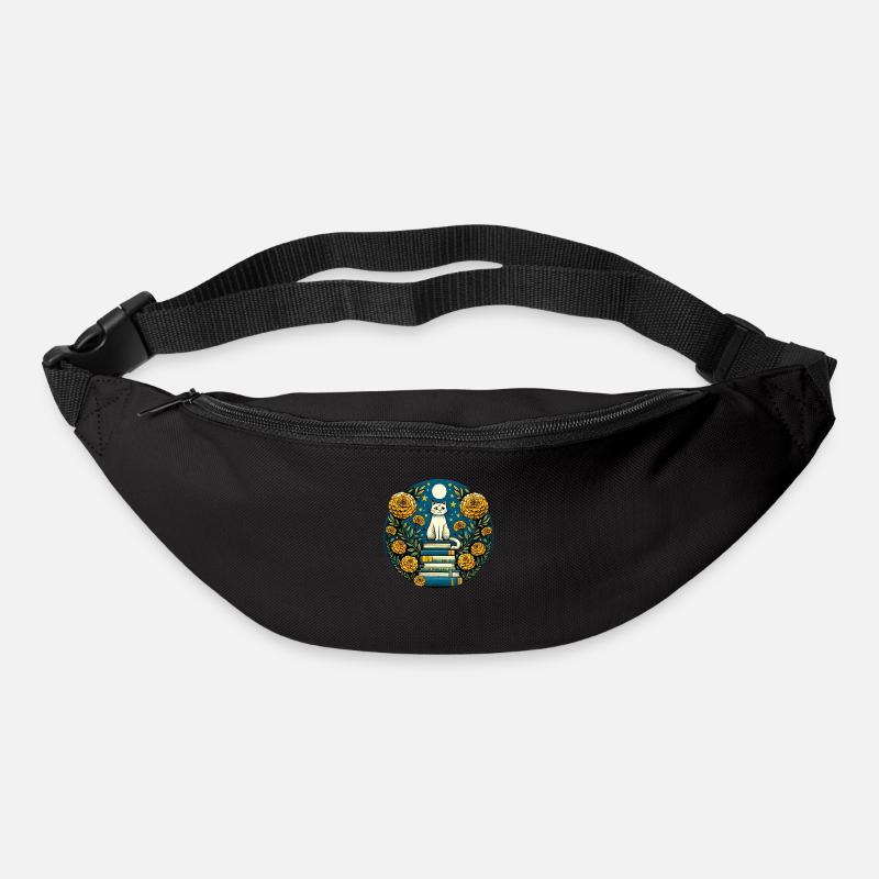 Buchsüchtige weiße Katze - Gürteltasche - Schwarz