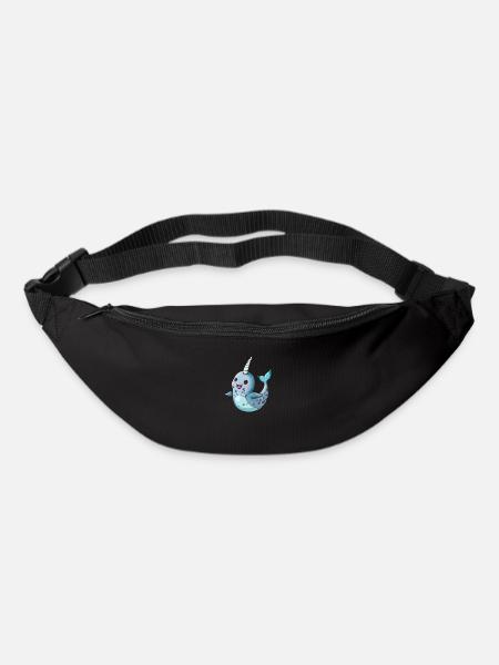 Narwal Mit Einhornhorn In Aquarell Optik - Gürteltasche - Schwarz