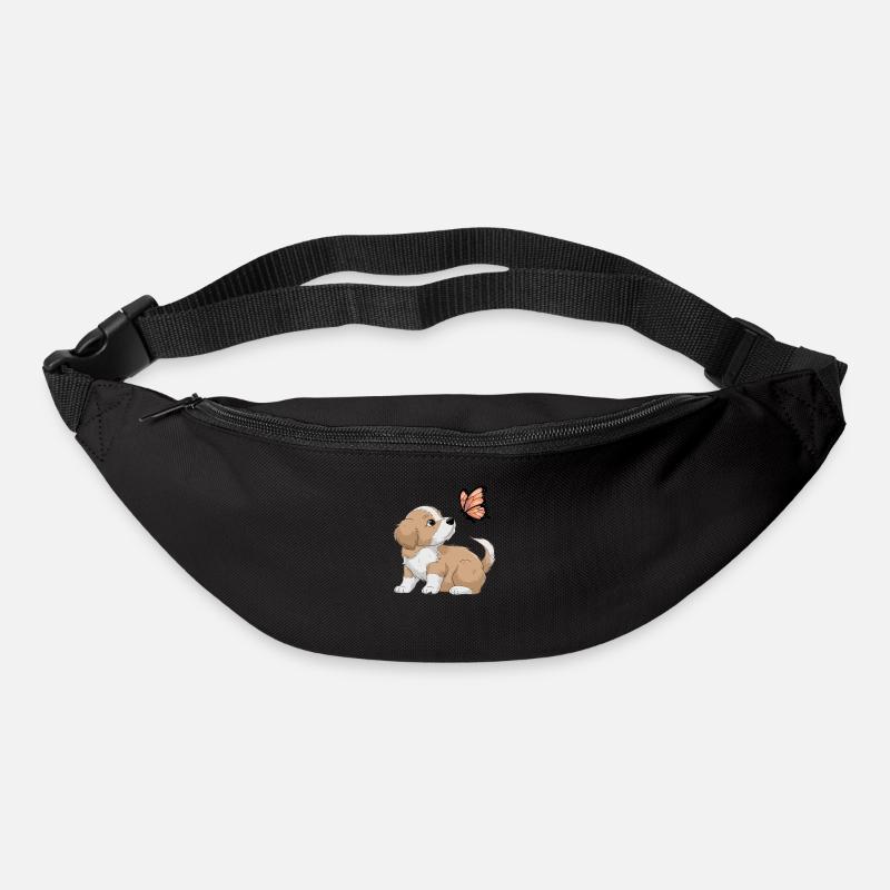 Cute Dog Play with Butterfly - Bum bag - black