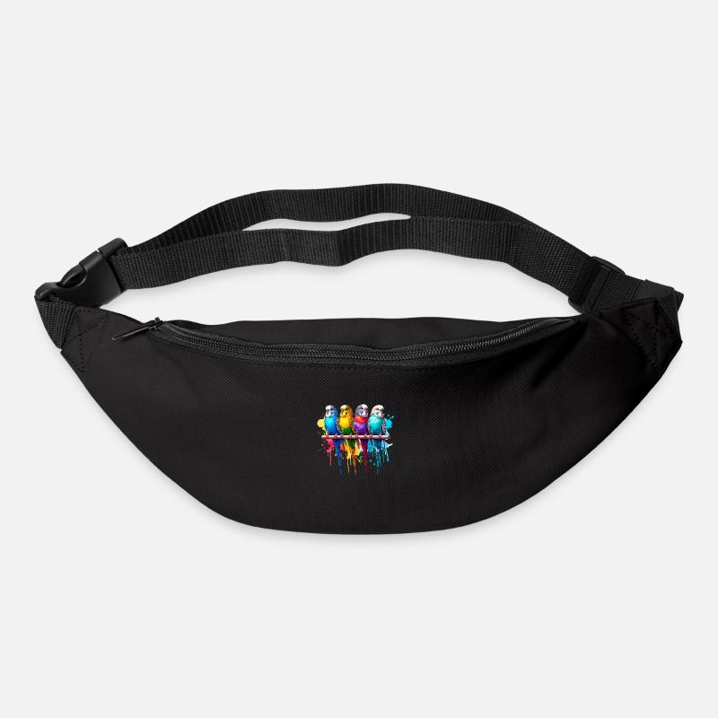Bunte Wellensittiche - Gürteltasche - Schwarz