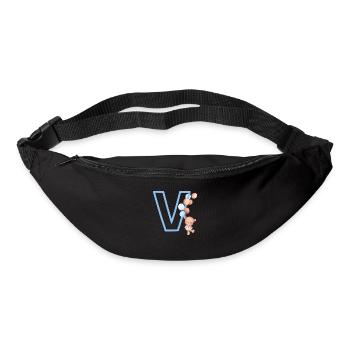 Lettre v bleue ours - Sac banane - noir - Devant