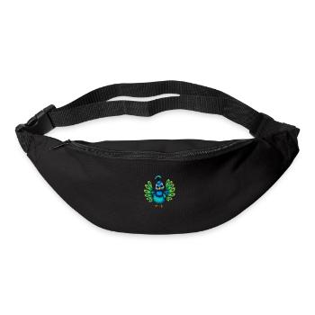 Charmant paon bleu avec chapeau de fleur - Sac banane - noir - Devant