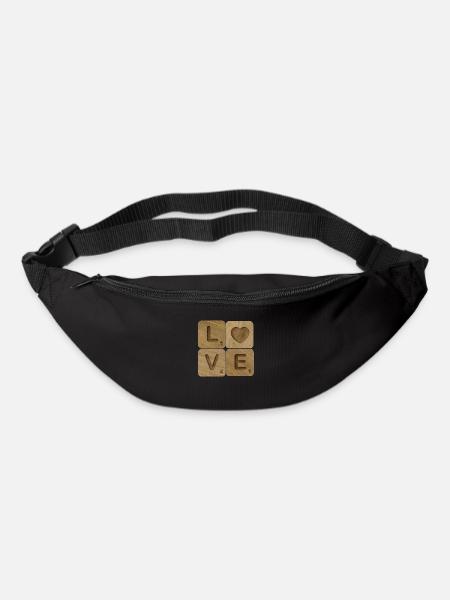 Love sur bois Coeur Lettres - Sac banane - noir
