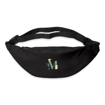Lettre m vert animaux jungle - Sac banane - noir - Devant