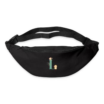 Lettre l vert animaux jungle - Sac banane - noir - Devant