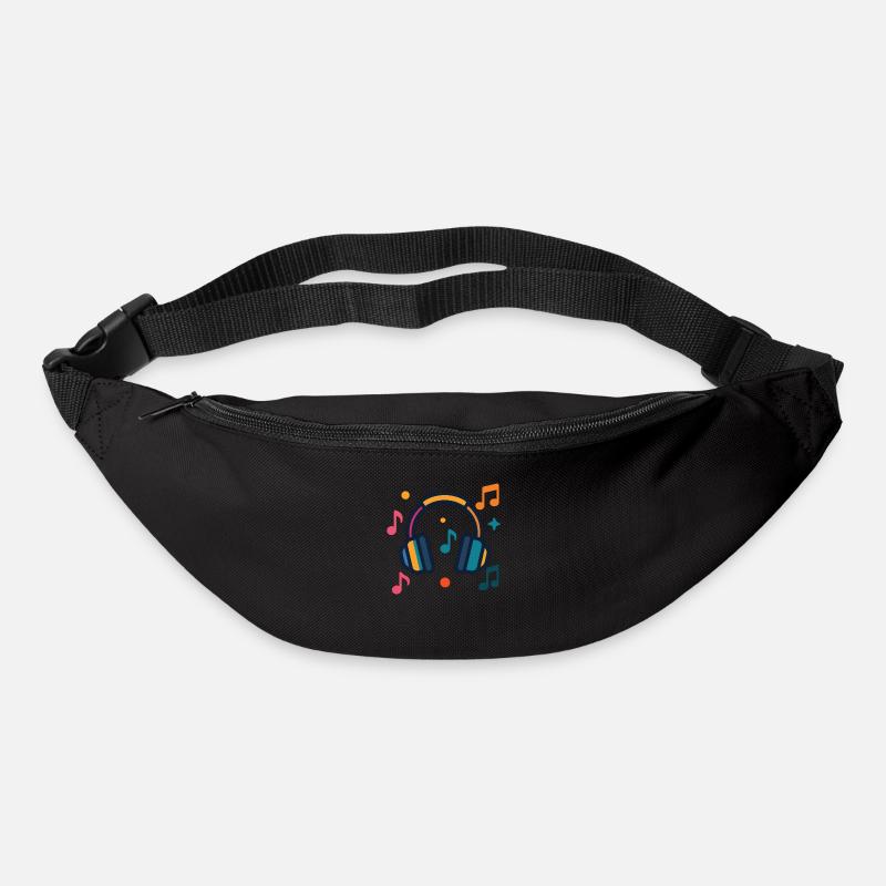 Casque et notes - Sac banane - noir