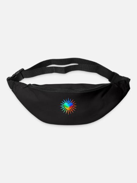 Rainbow Heart with Sun Rays - Bum bag - black