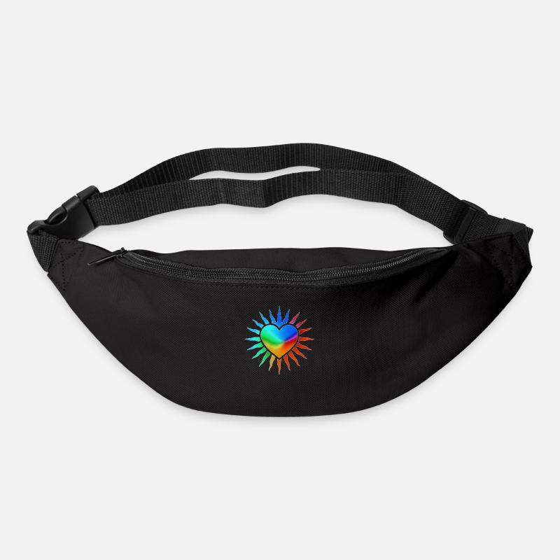 Rainbow Heart with Sun Rays - Bum bag - black
