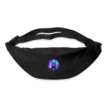 "Mystische Katze im kosmischen Energiefeld" - Gürteltasche - Schwarz - Vorne