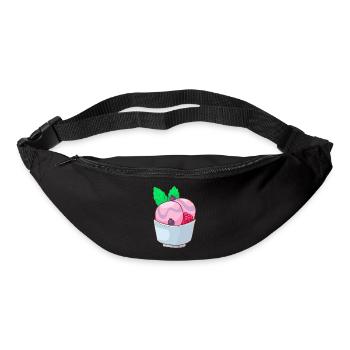 Eis Speiseeis Eiskrem Eiscreme Kugeleis Eisbecher - Gürteltasche - Schwarz - Vorne