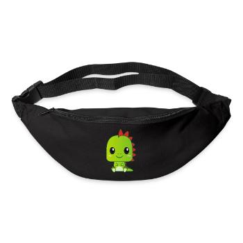Dragon vert bébé mignon - Sac banane - noir - Devant