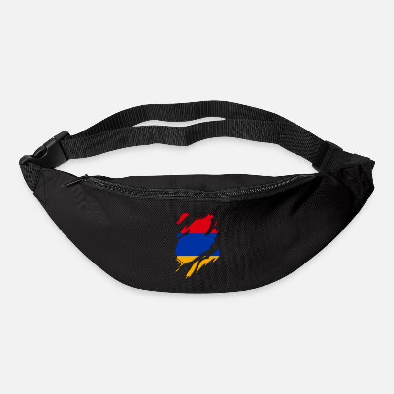 Motif déchiré du drapeau de l'Arménie - Sac banane - noir