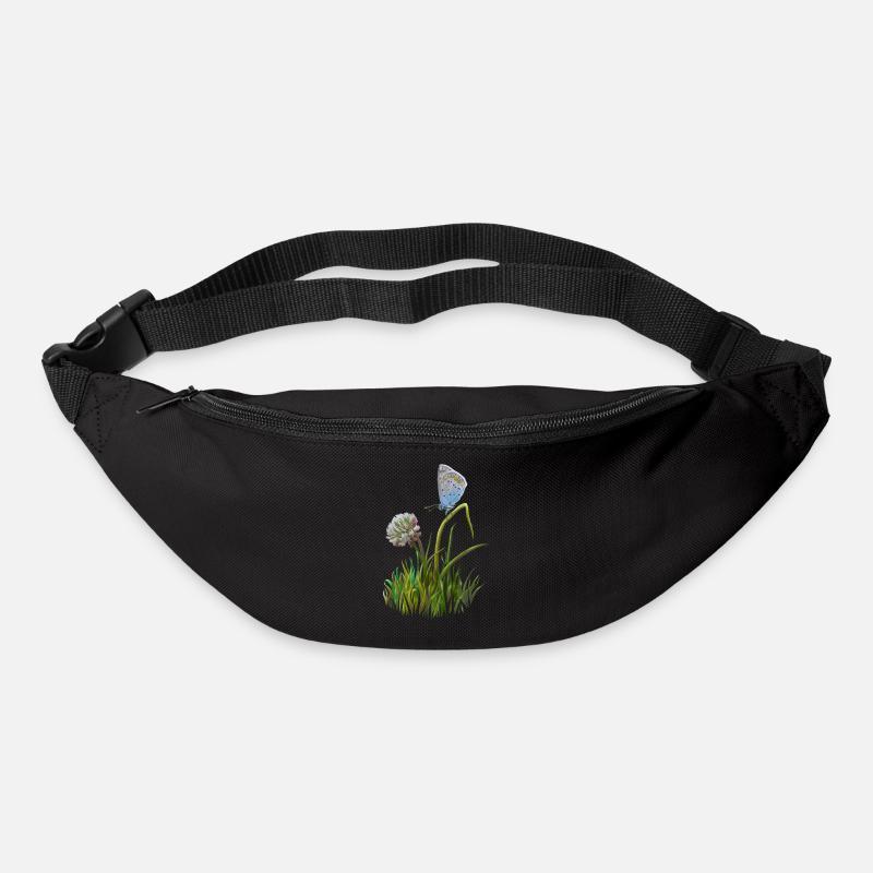 Schmetterling und Klee - Gürteltasche - Schwarz